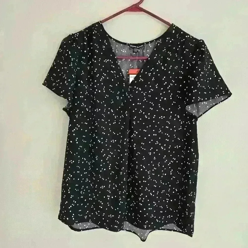 NWT Hilary Radley Women's Flowy Blouse Top V-neck Flutter Sleeves Size M